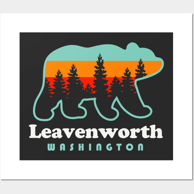 Leavenworth Washington Souvenir Retro Vintage Bear Wall Art by PodDesignShop